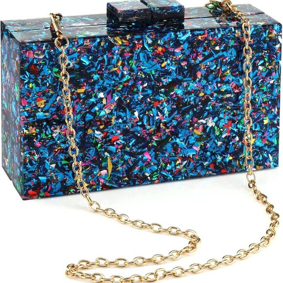 Acrylic Purses and Handbags for Women Multicolor Perspex Geometric Patterns Box - Picture 1 of 7